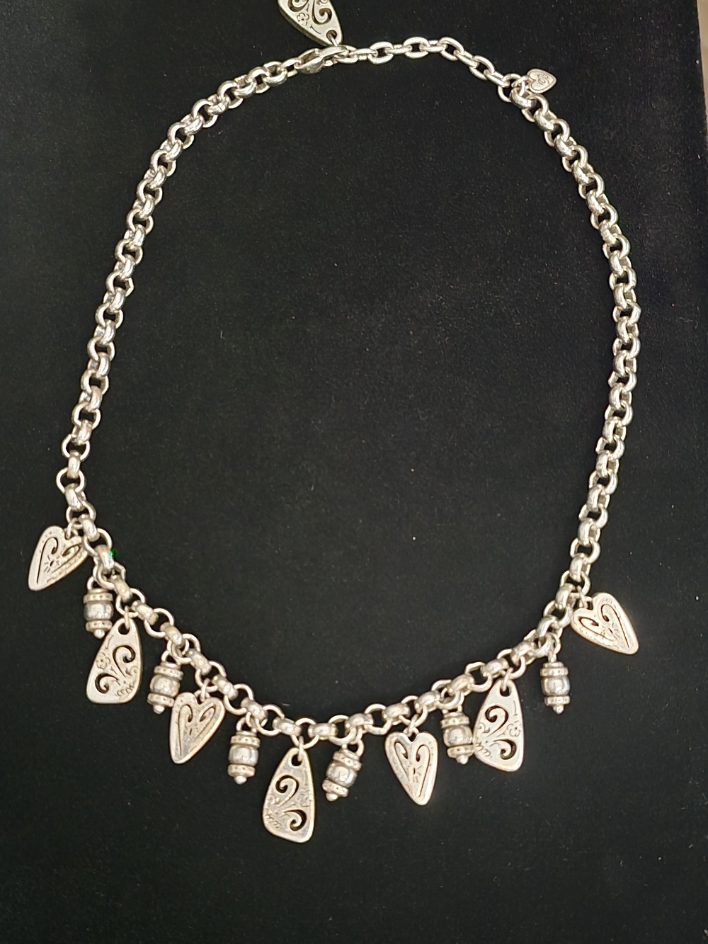 Brighton Silver Heart Tag Link Necklace